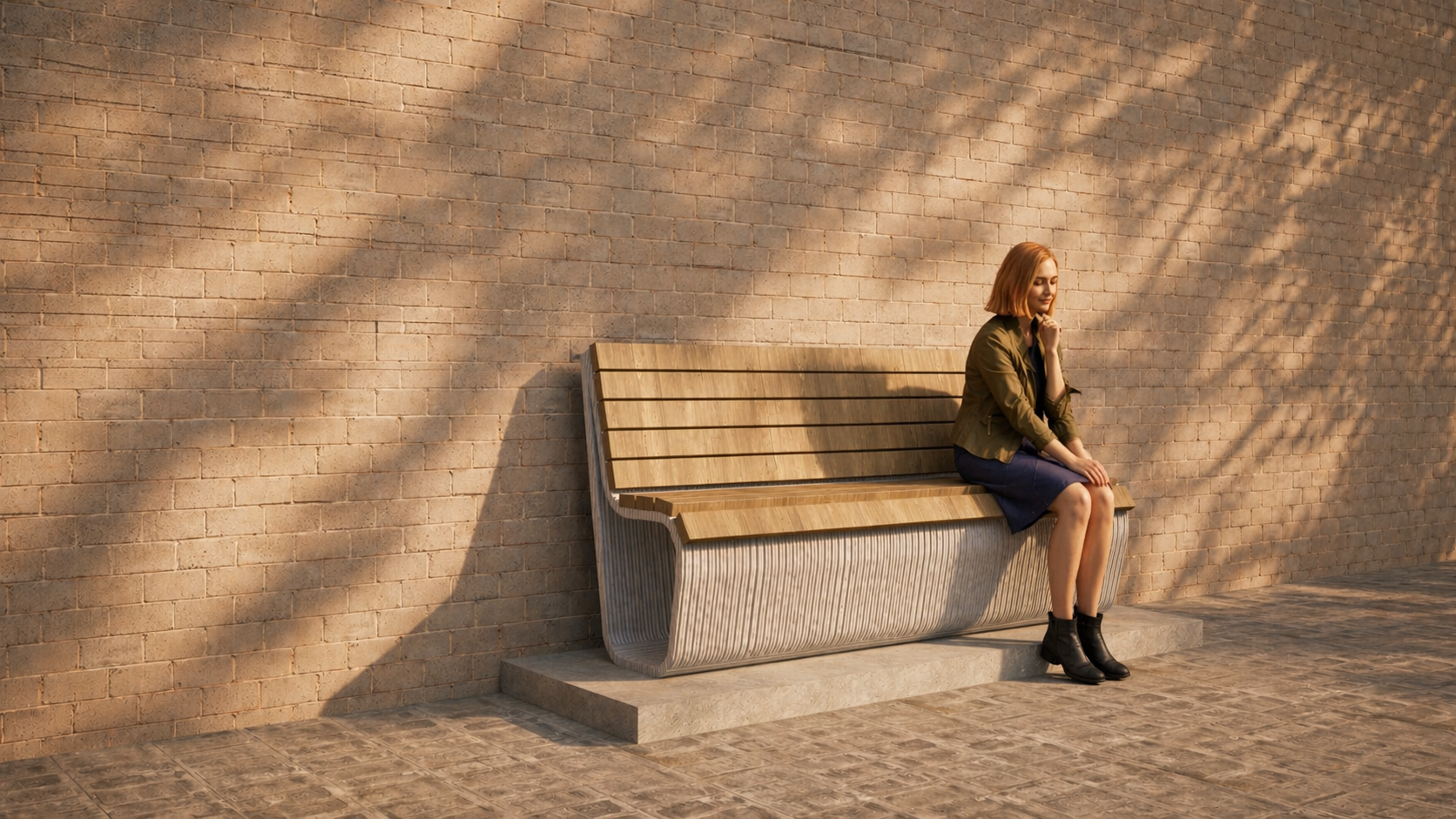 3D Printed Concrete Bench - MOSS Detail View